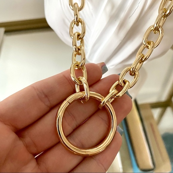 boutique Jewelry - Gold Chain Necklace Ring Choker Style Link Adjustable
